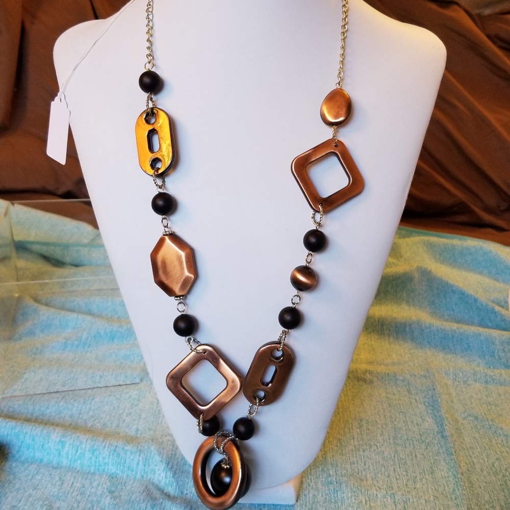 Handmade Necklace Acrylic Copper 32"